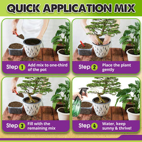 Duspro soil simplifies repotting with a pre-mixed blend.