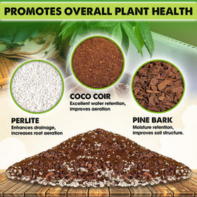 Duspro coco coir, perlite and pine bark texture for optimal moisture and drainage