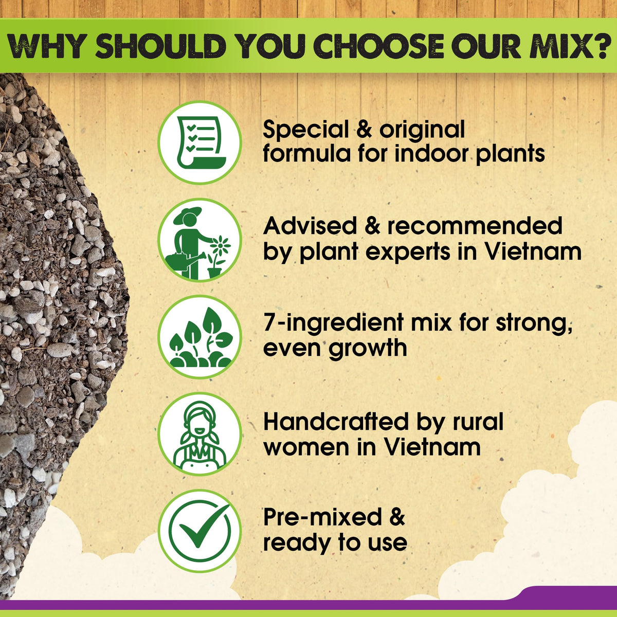 Duspro Recycle drainage-focused texture features pine bark and pumice for tropical roots