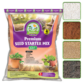 Duspro seed starter mix 4 qt in seed tray supports even moisture and germination.