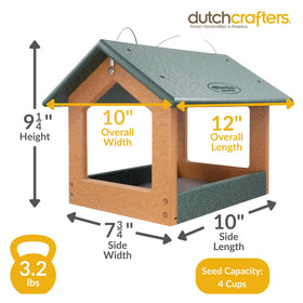 DutchCrafters large platform tray offers ample feeding space for multiple birds
