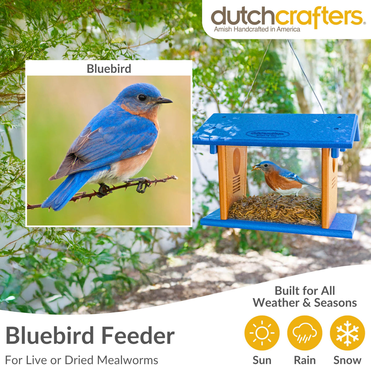 Durable HDPE construction resists outdoor weather in the DutchCrafters feeder