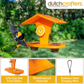 DutchCrafters hanging-cable feeder features durable stainless steel cable.