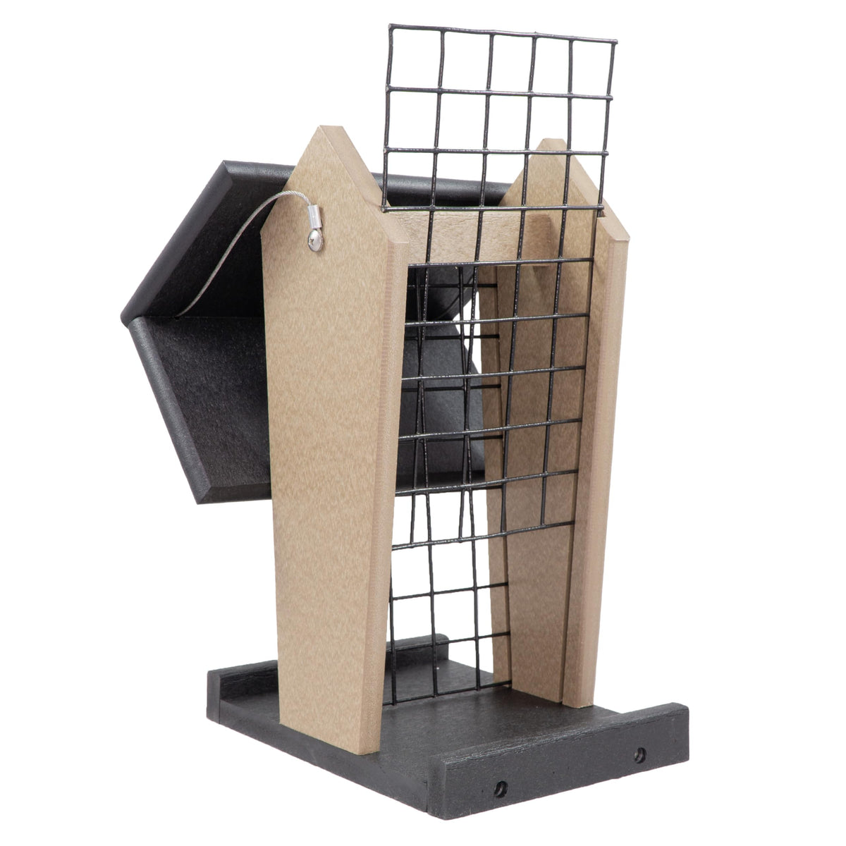 DutchCrafters wide perch accommodates large birds outdoors.