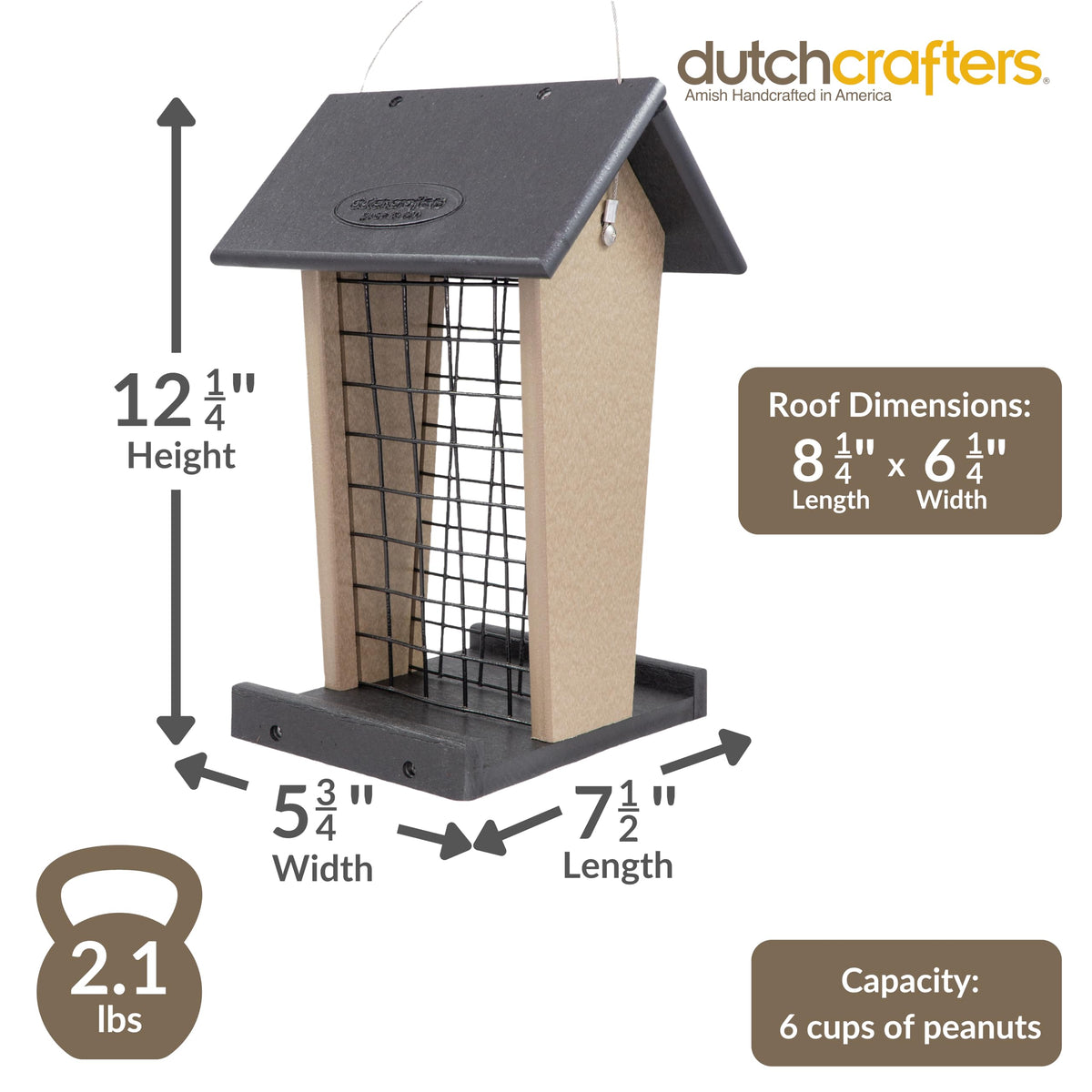 DutchCrafters weatherwood peanut feeder with durable poly lumber for outdoor use.