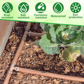 Duraaamo 1in irrigation-line connection holds hose securely for dependable watering.