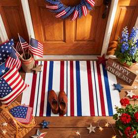 Duraaamo indoor-outdoor door mat versatile for seasonal styling.