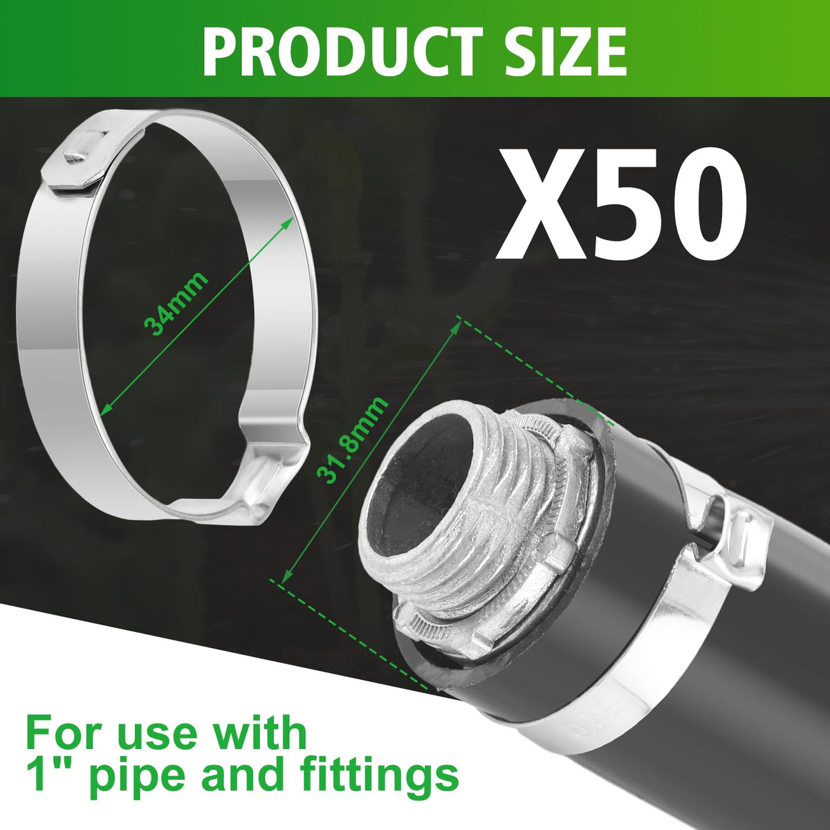 Duraaamo stainless steel hose clamp offers durable, corrosion-resistant support for 1in pipes.