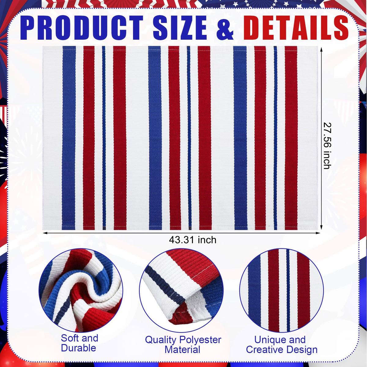 Duraaamo washable patriotic rug for easy cleanup after outdoor use.