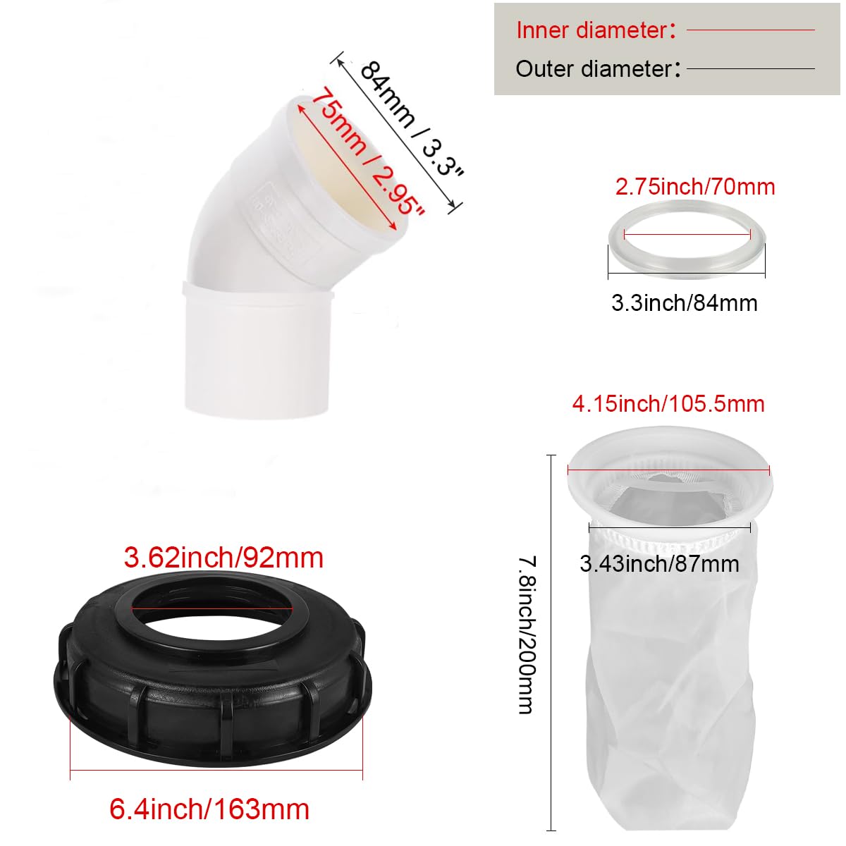 DVECUE IBC lid cap filter close-up with nylon mesh for debris removal