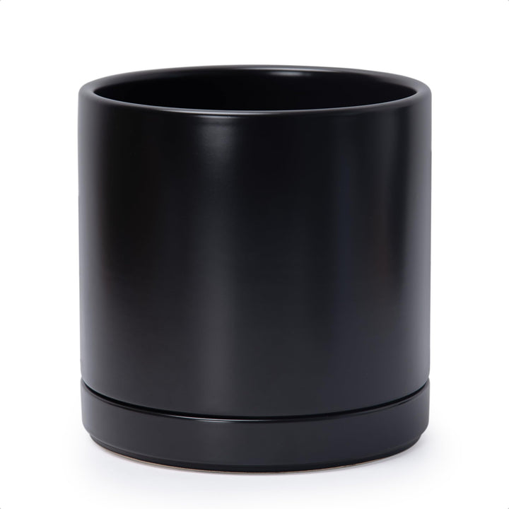 D'vine Dev 10-inch ceramic planter with saucer, perfect for modern indoor greenery.