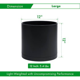 Dvine Dev 12-inch planter with drainage hole and detachable saucer for mess-free watering.
