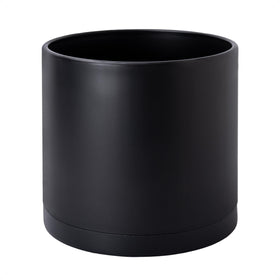 Dvine Dev 12-inch matte black planter exterior, durable plastic for long-lasting indoor display.