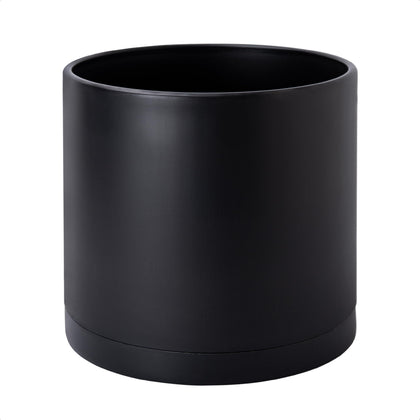 Dvine Dev 12-inch matte black planter exterior, durable plastic for long-lasting indoor display.