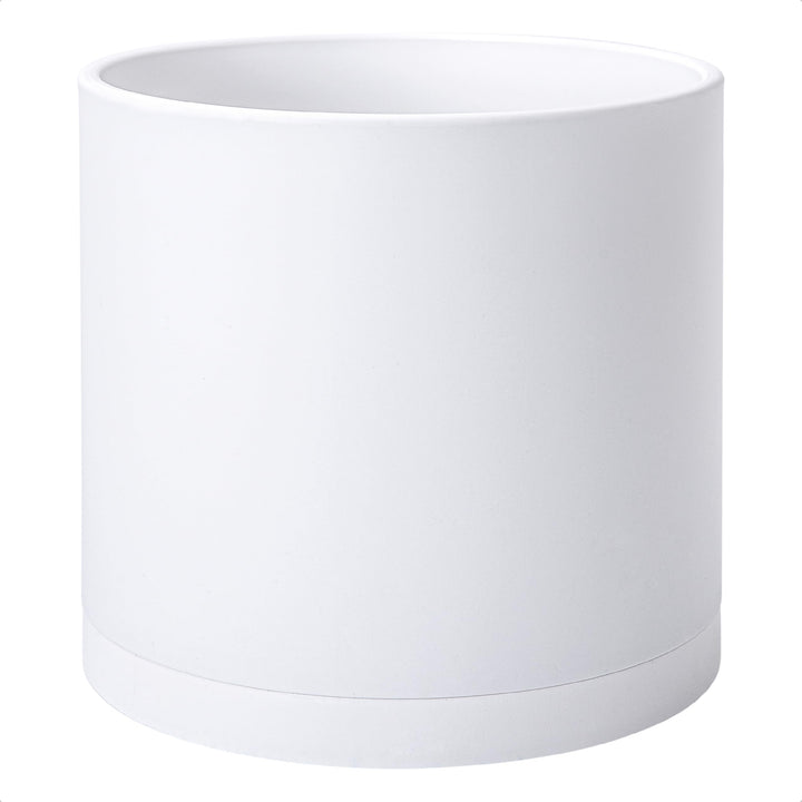 D'vine Dev 14-inch white planter with drainage hole for healthy plant growth.