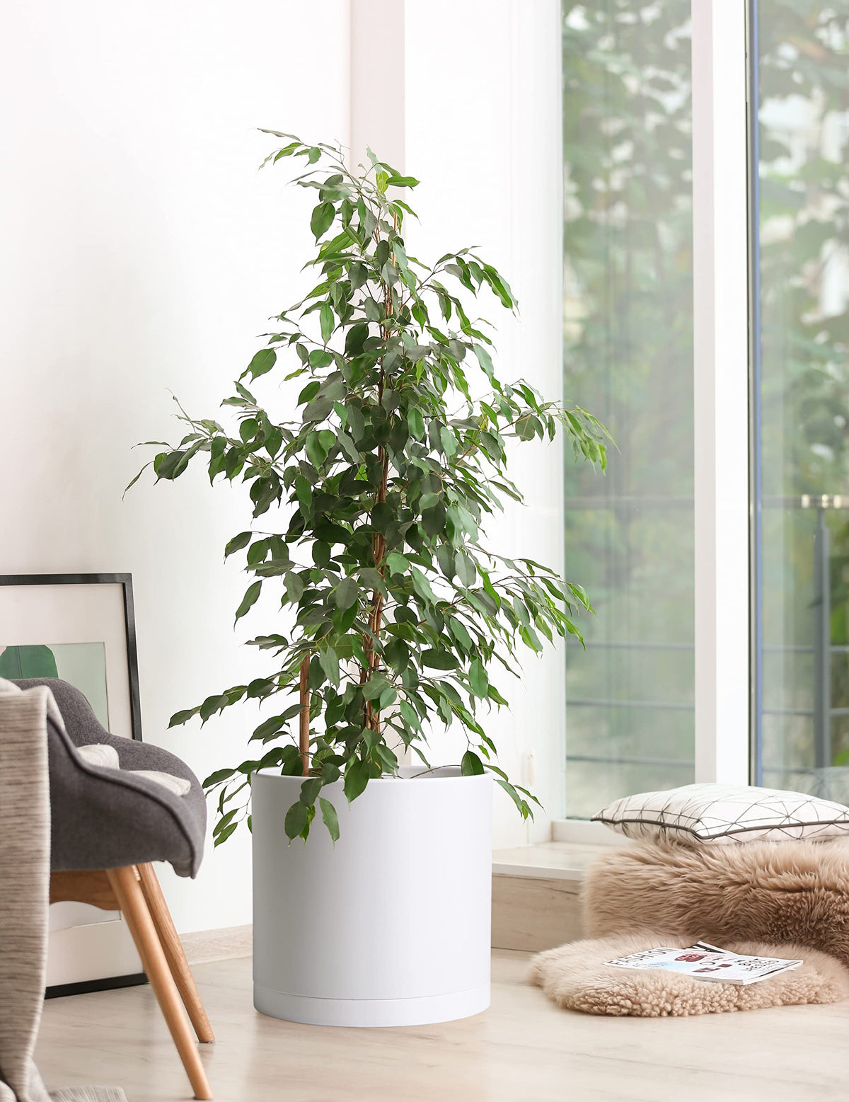 D'vine Dev planter includes a mesh net to prevent soil loss while draining.