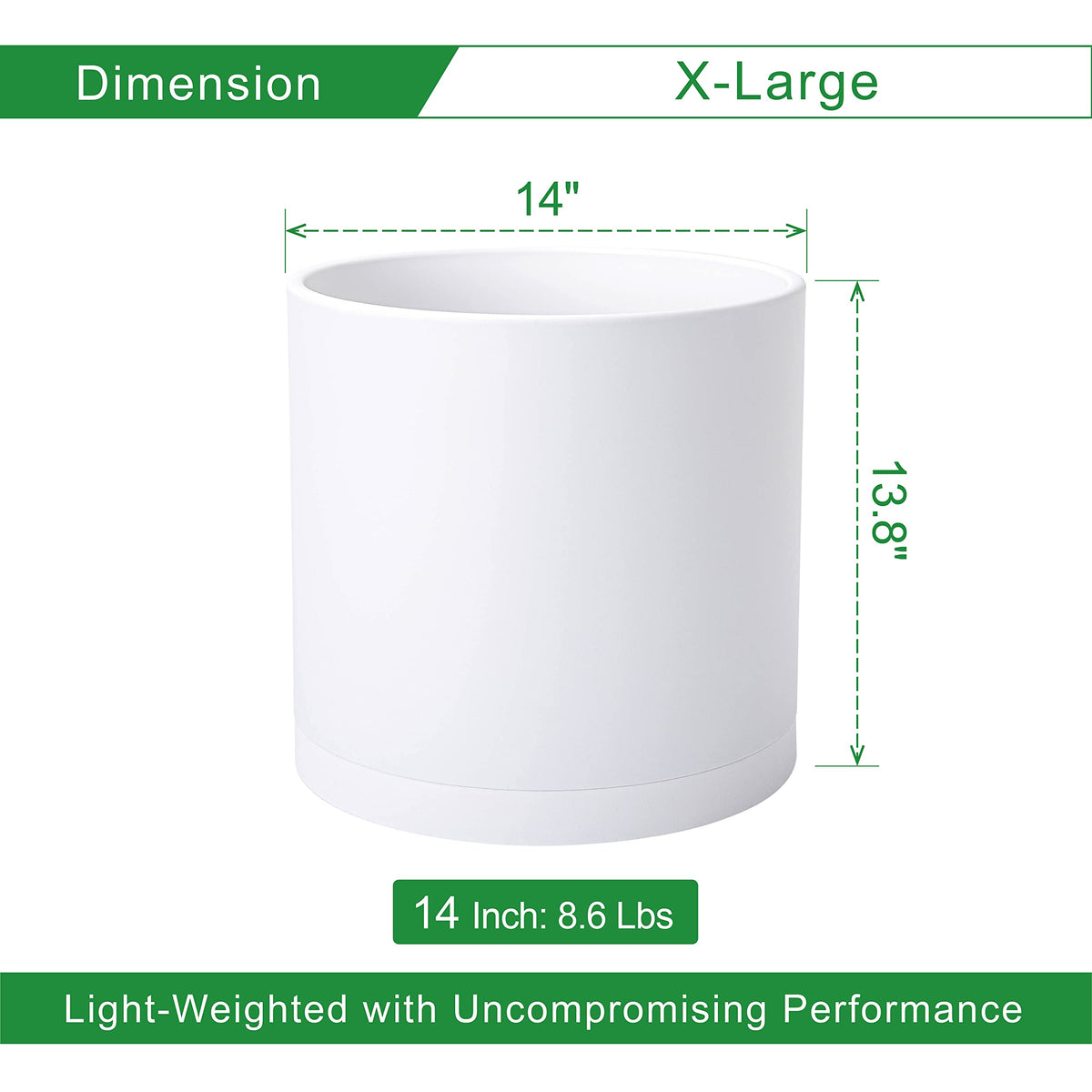 D'vine Dev planter with seamless saucer for a clean, modern look.