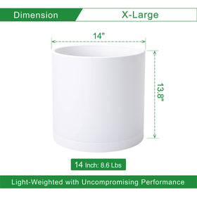 D'vine Dev planter with seamless saucer for a clean, modern look.