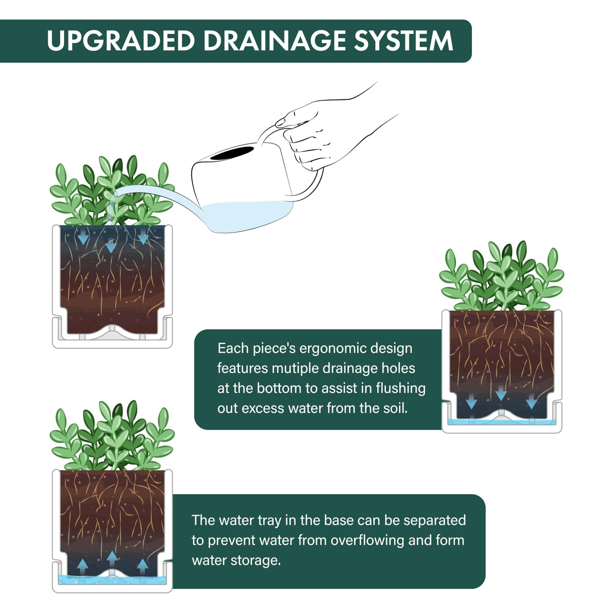 D'vine Dev 4inch planter includes drainage mesh net to prevent soil washout