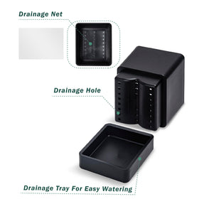 D'vine Dev 4-inch planter includes drainage mesh net for soil protection.