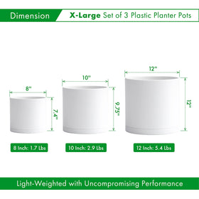 D'vine Dev 8-inch planter side view showing lightweight, durable plastic design.