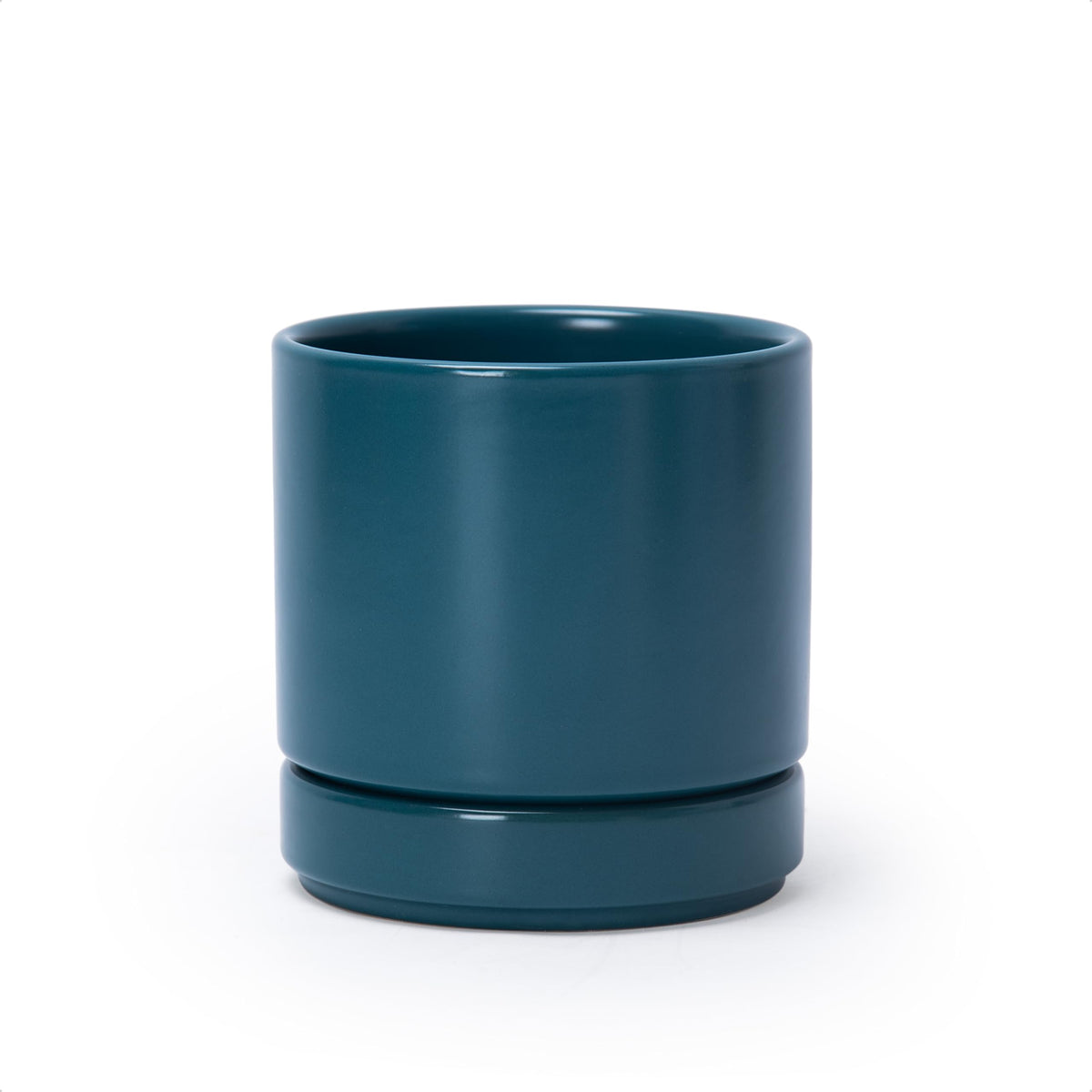 D'vine Dev 4.7-inch teal ceramic planter front view for stylish indoor greenery.