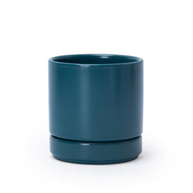 D'vine Dev 4.7-inch teal ceramic planter front view for stylish indoor greenery.