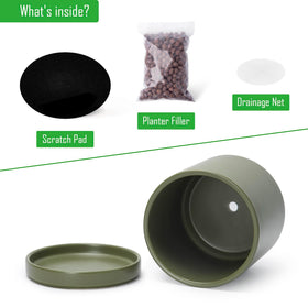 Matching ceramic saucer and tray included with D'vine Dev planter.