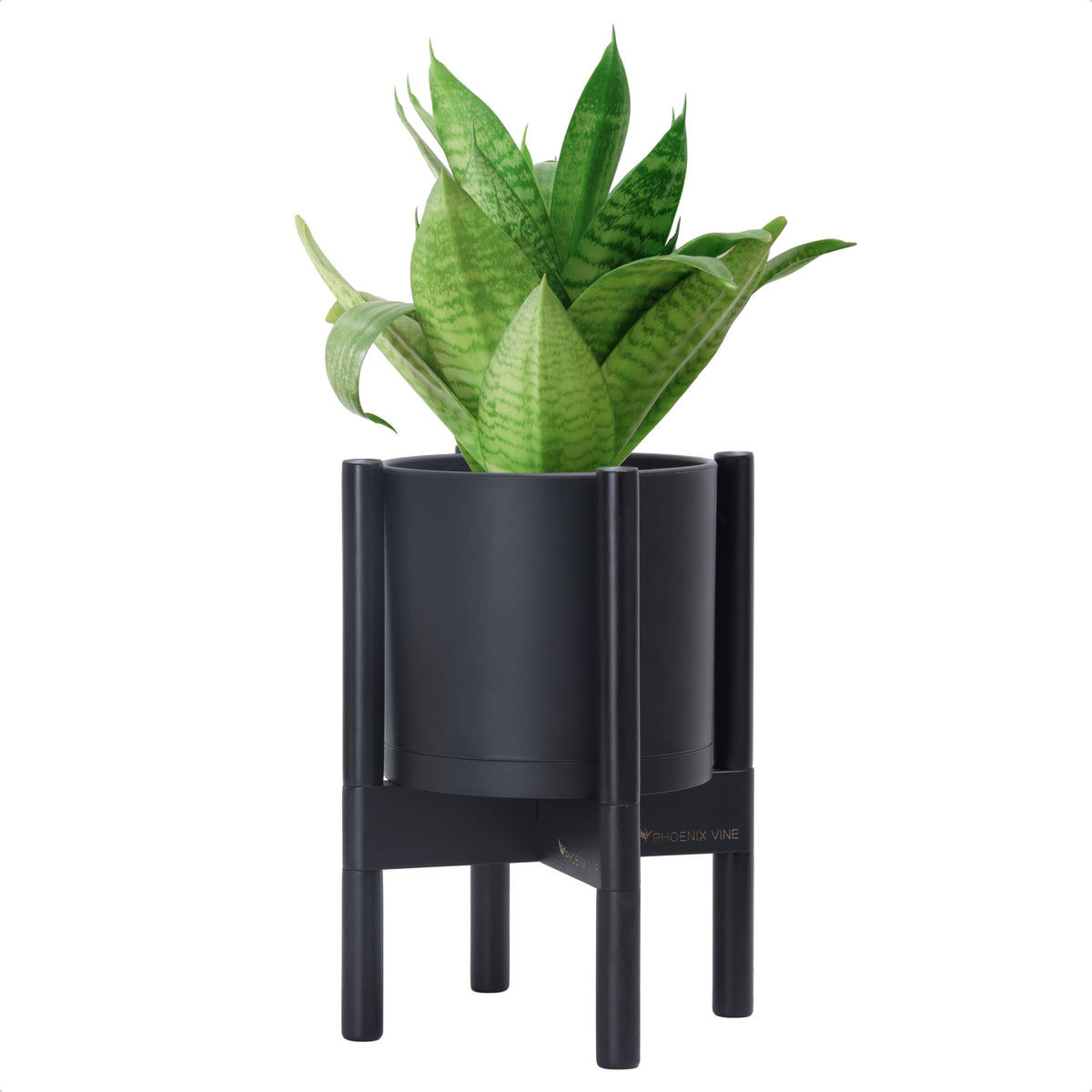 D'vine Dev 8-inch matte black planter pot ready for real or faux greenery.