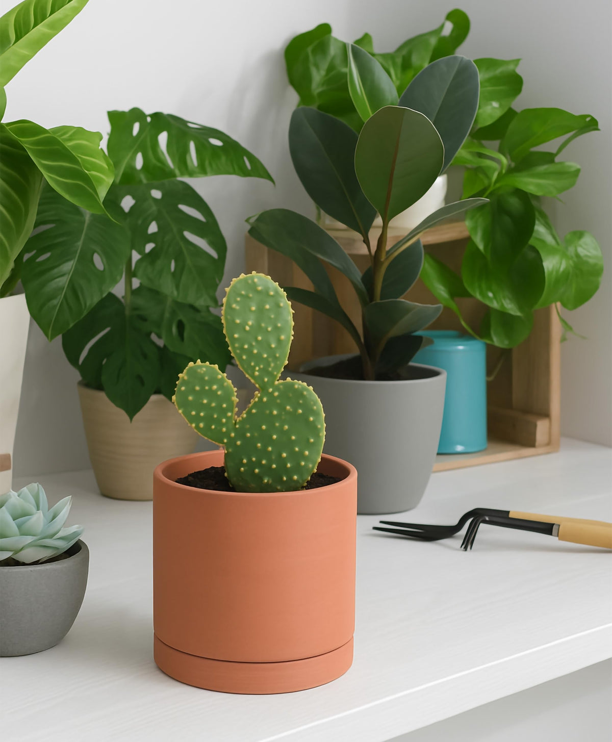 D'vine Dev round cylinder planter complements modern interiors.