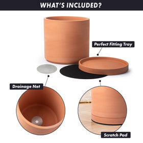 D'vine Dev terracotta pot interior diameter 10.9 inches.