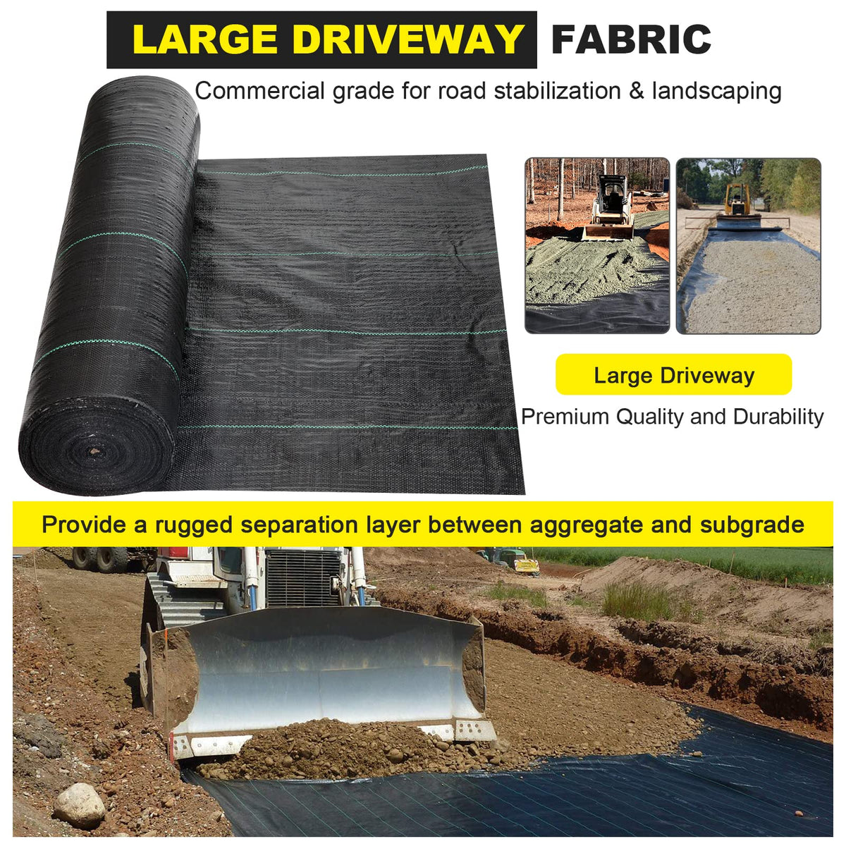DWALE 600-lb tensile strength underlayment for stable road beds.