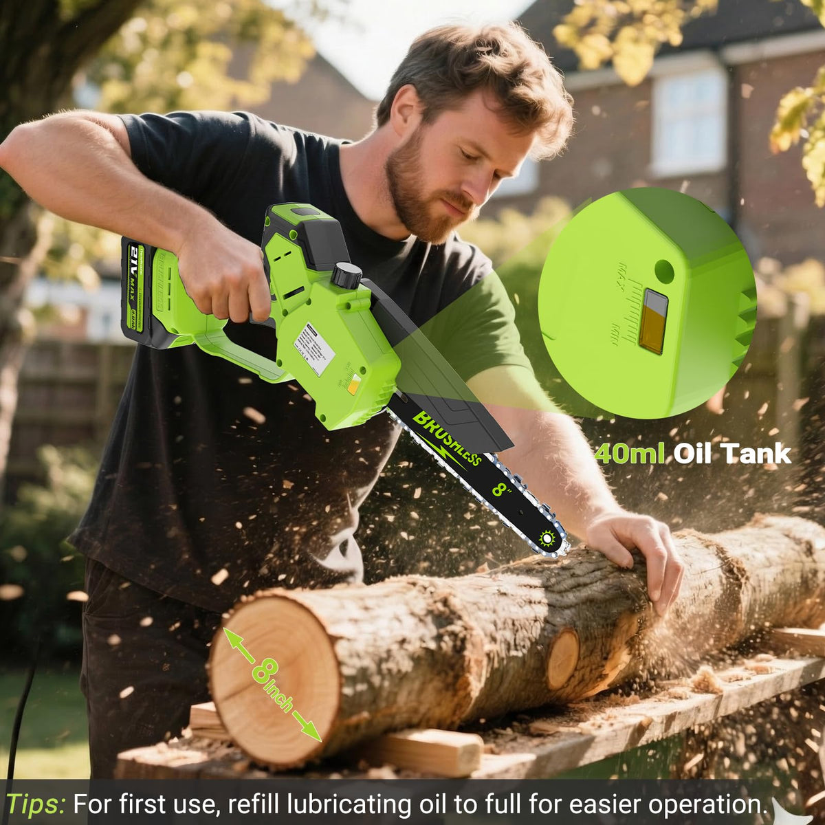 Dwarfuarm 2-in-1 pole saw 180-degree head in action for precise angles