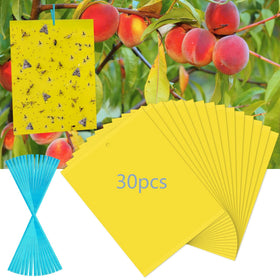Dwcom Trap 30-pack yellow sticky traps attract and capture flying pests effectively.