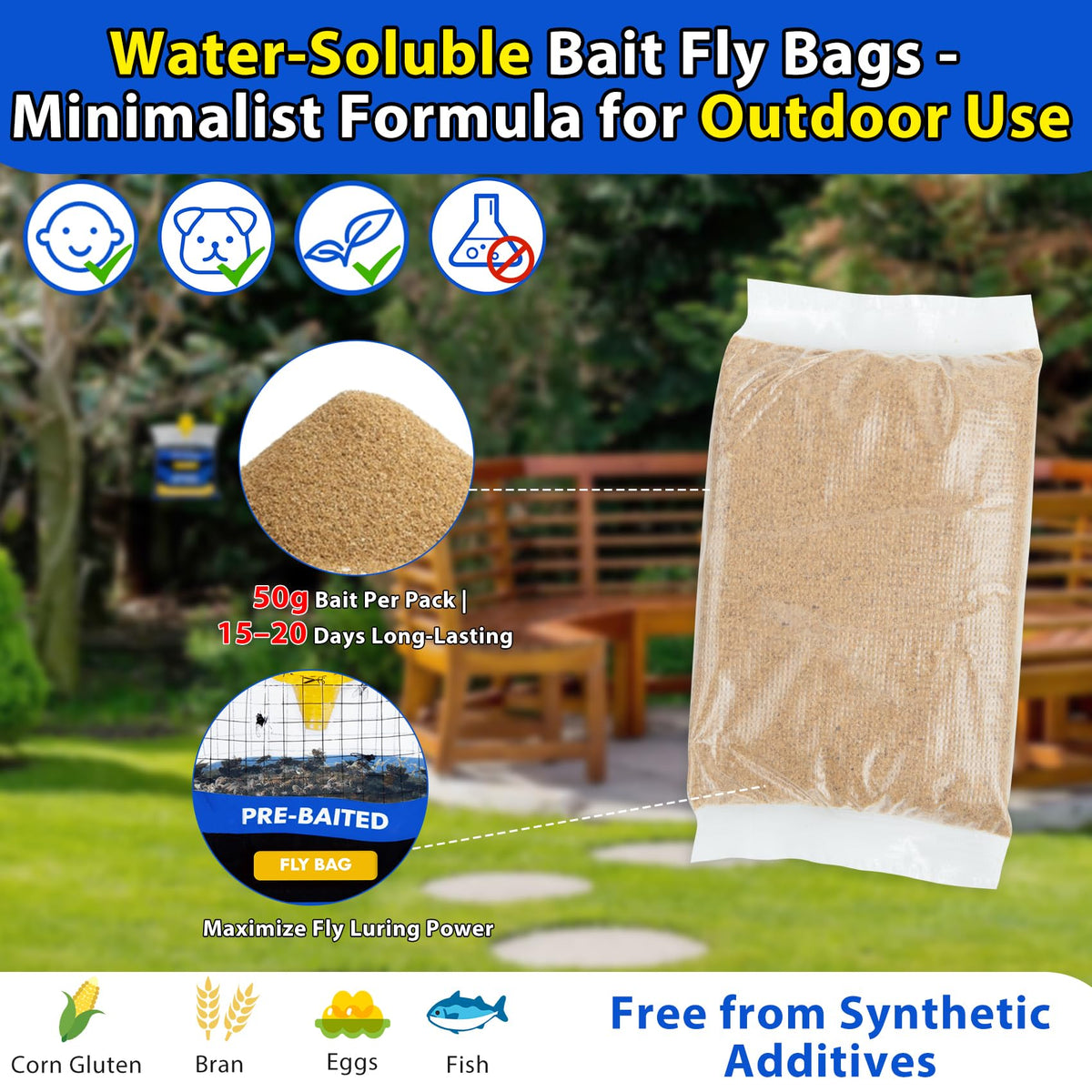 Dwcom Trap fish-bran bait with water activation attracts flies efficiently