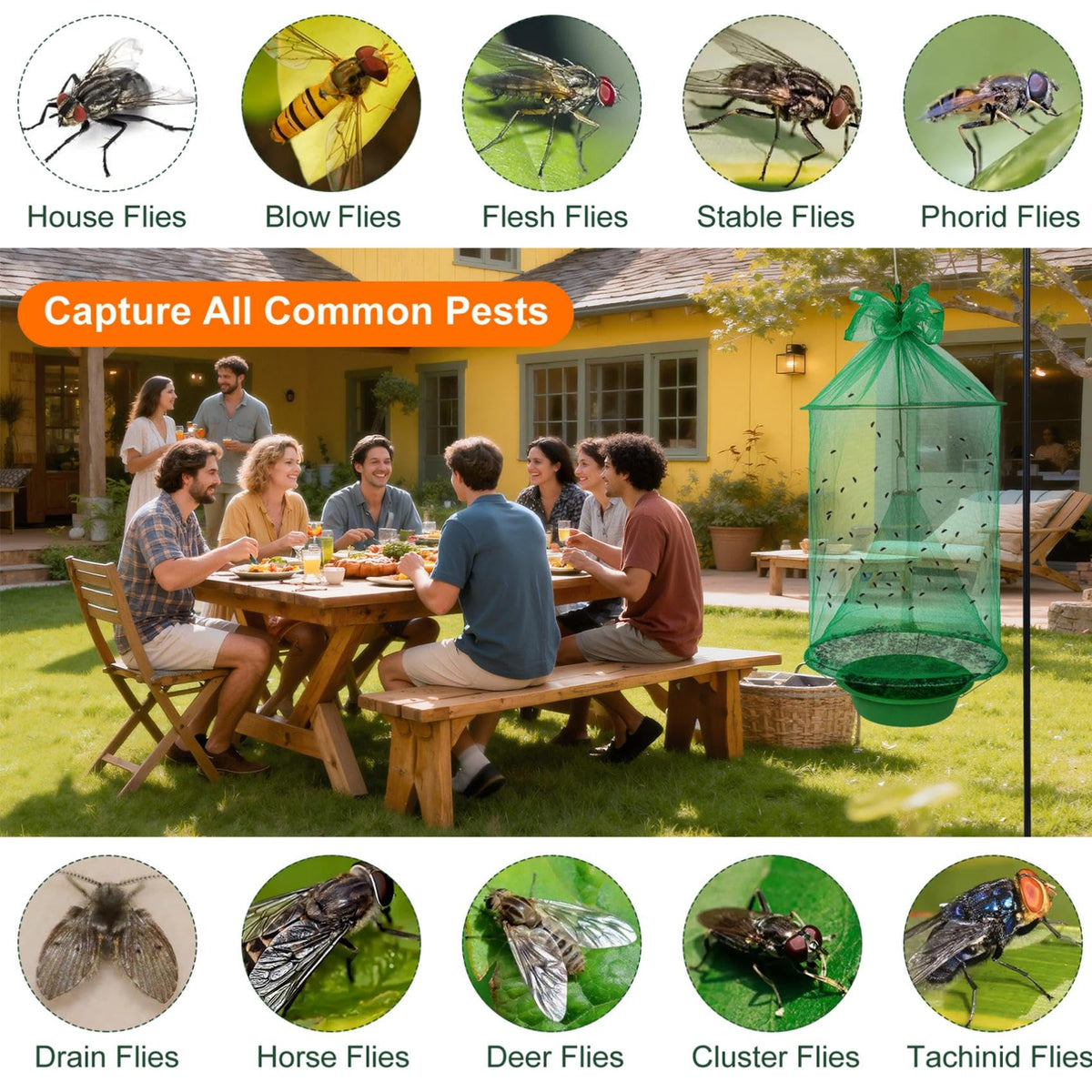 Dwcom Trap bait-bowl-insert shown for effective fly attraction and setup.
