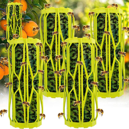 Dwcom Trap outer-shell design protects non-targets while catching wasps outdoors.
