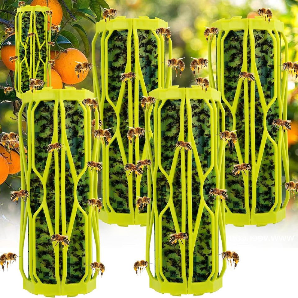 Dwcom Trap outer-shell design protects non-targets while catching wasps outdoors.