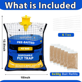 Dwcom Trap hanging fly trap bag at a barn reduces pests near livestock