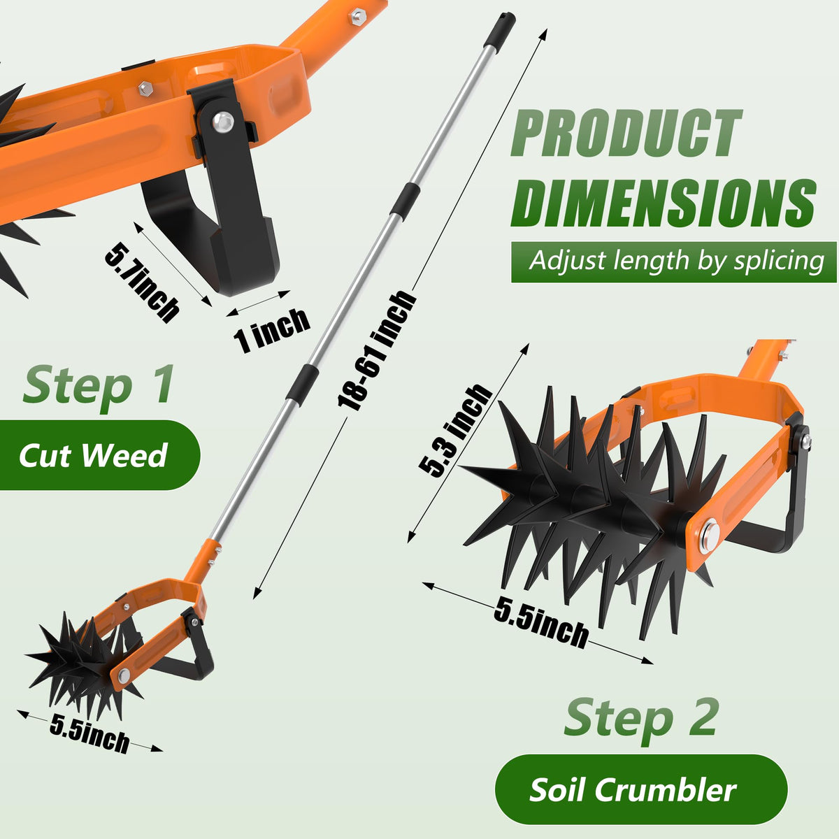DwelSpire long-handle design with adjustable lengths for ergonomic gardening.