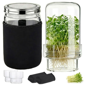 DWETG seed sprouting kit with two wide-mouth jars for easy home sprouts.