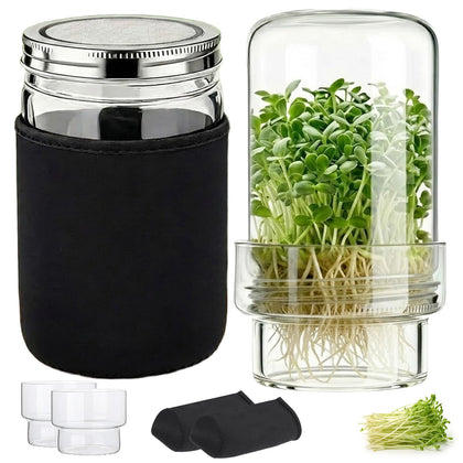 DWETG seed sprouting kit with two wide-mouth jars for easy home sprouts.