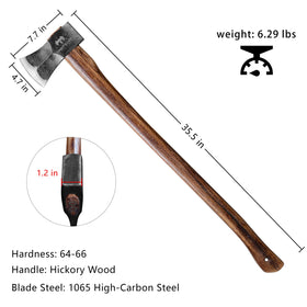 DWFKHT splitting axe ergonomic wooden handle for reduced fatigue.