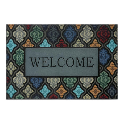 DWKKX welcome mat with teal flower design adds durable outdoor entryway style.