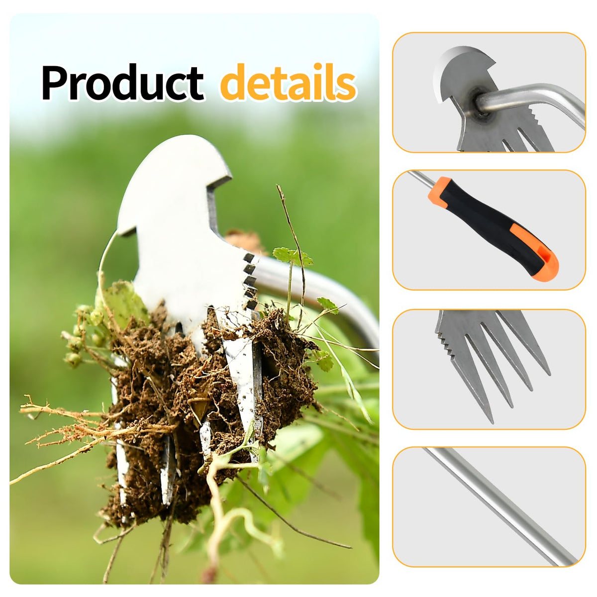 DWULCX Dual-purpose weed remover tool, shovel blade enables versatile gardening tasks.