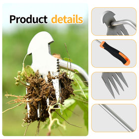 DWULCX Dual-purpose weed remover tool, shovel blade enables versatile gardening tasks.