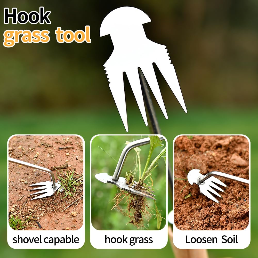 DWULCX Ergonomic rubber handle provides comfortable grip during extended weeding sessions.