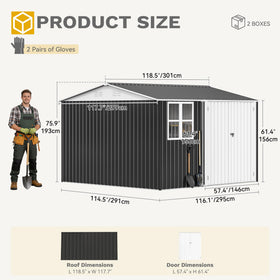 DWVO 10x10 shed outdoor fit for patio backyard lawn