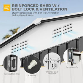 DWVO 10x10 shed sloped roof channels rain to keep space dry