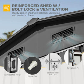 DWVO 10x8ft shed sloped roof design aiding water runoff and protection.